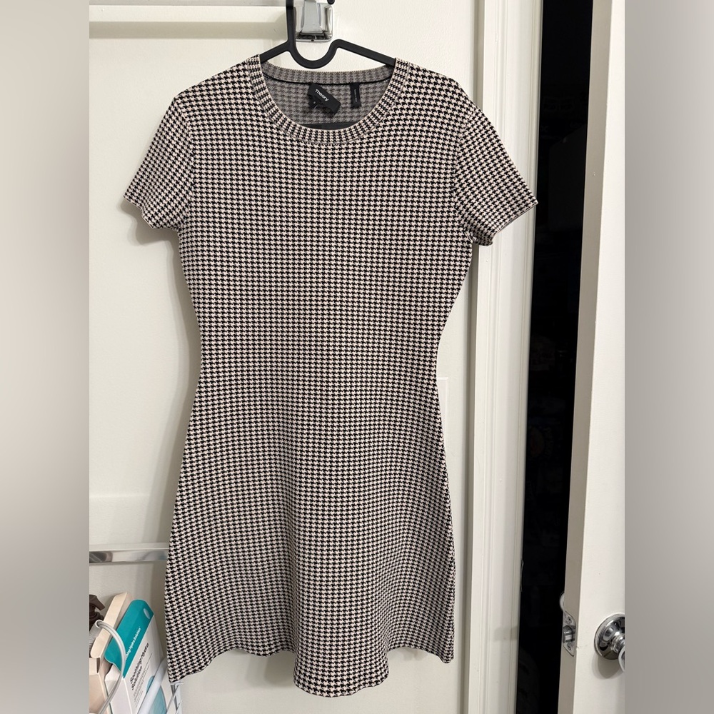 Theory Black and White Houndstooth Mini Dress